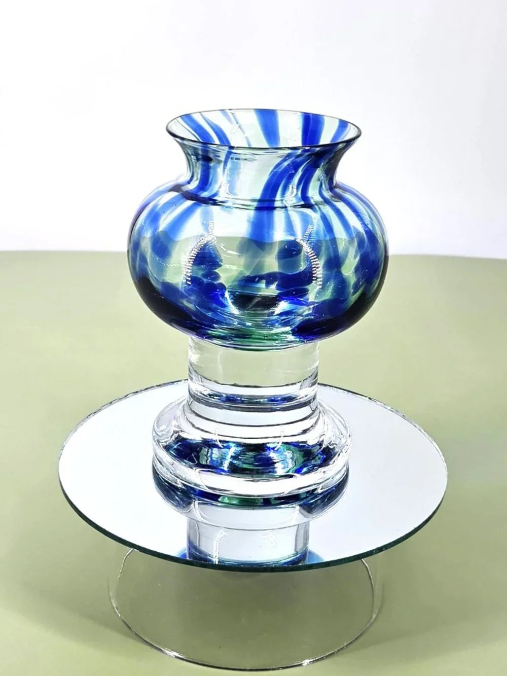 1970s Swedish Bjorn Ramel Hand-Blown Art Glass Vase/Candle Holder SEA Glasbruk